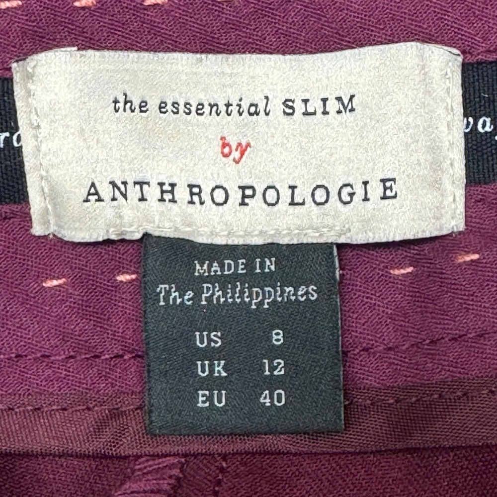 Anthropologie Essential Slim Burgundy Red Stripe Track Pants Trousers Women US 8 - Picture 6 of 8